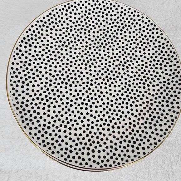 3 Thyme & Table Ava Collection Stoneware Cream & Black Dot Salad Plates EUC - Picture 2 of 5